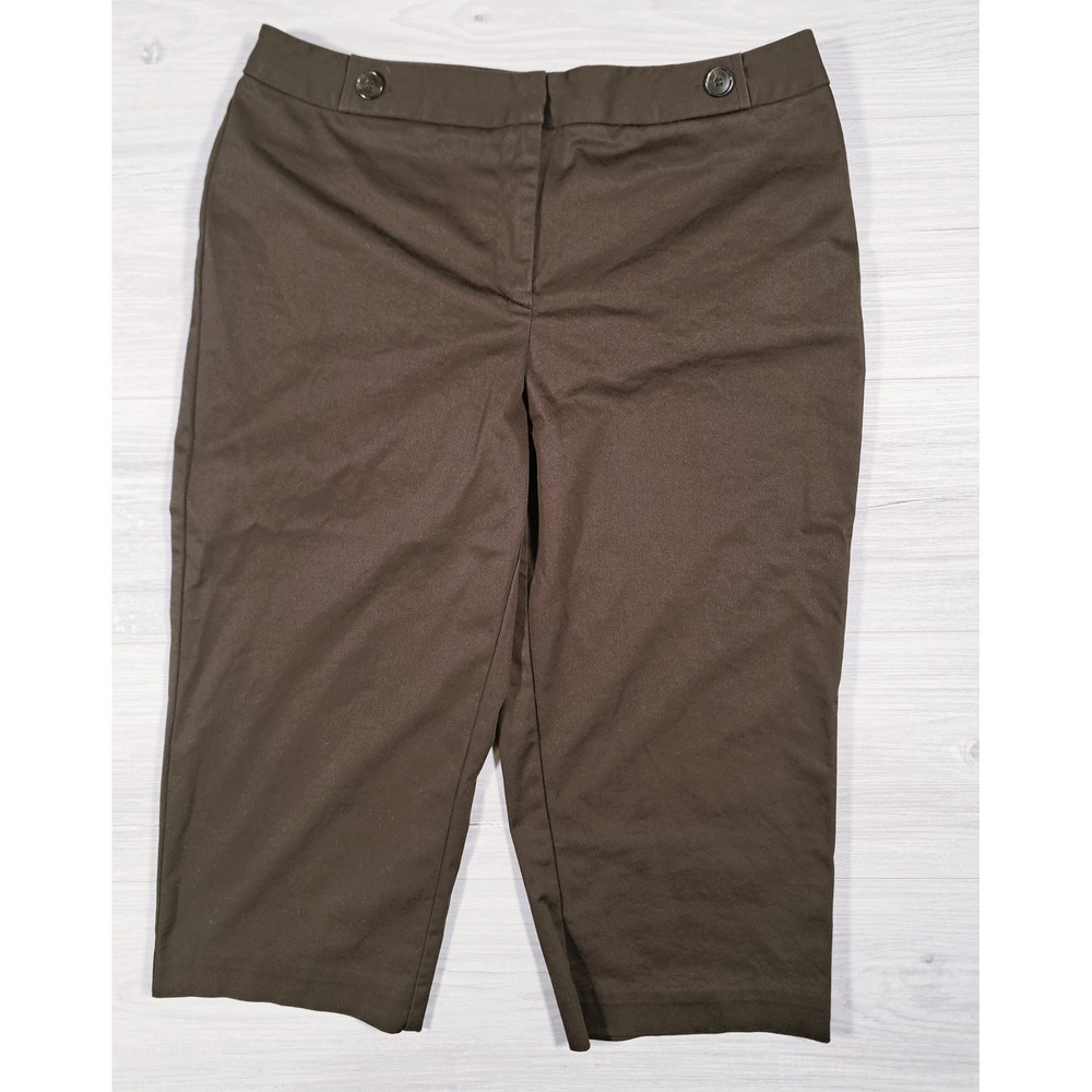 Worthington Petite Stretch Brown Capri Pants Size 10P Cropped Trousers
